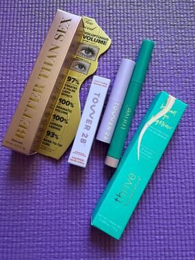 New Makeup Lot Too Faced Mascara, Tower 28 eyeshadow, Thrive Causemetics Bundle